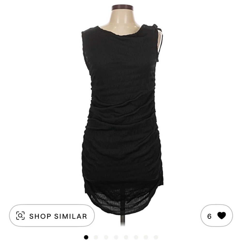 Black Sleeveless Ruched Shift Dress